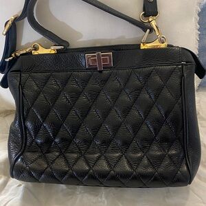 Vintage Luxurious Francesco Rogani Roma Quilted Black Leather Bag